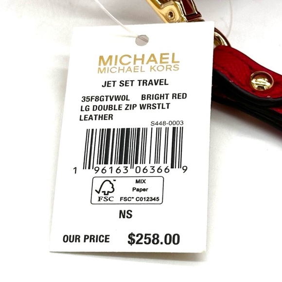 Michael Kors Sheila Medium Center Zip Satchel Bag & Large Double Zip Wallet Red - Picture 15 of 16